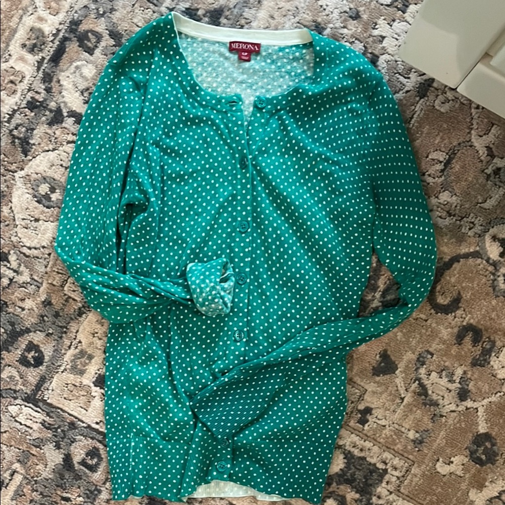 Merona Teal Polka Dot Sweater